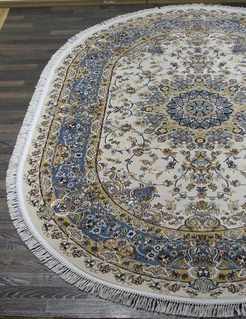 Ковер D206 - CREAM-BLUE - Овал - коллекция SHAHREZA